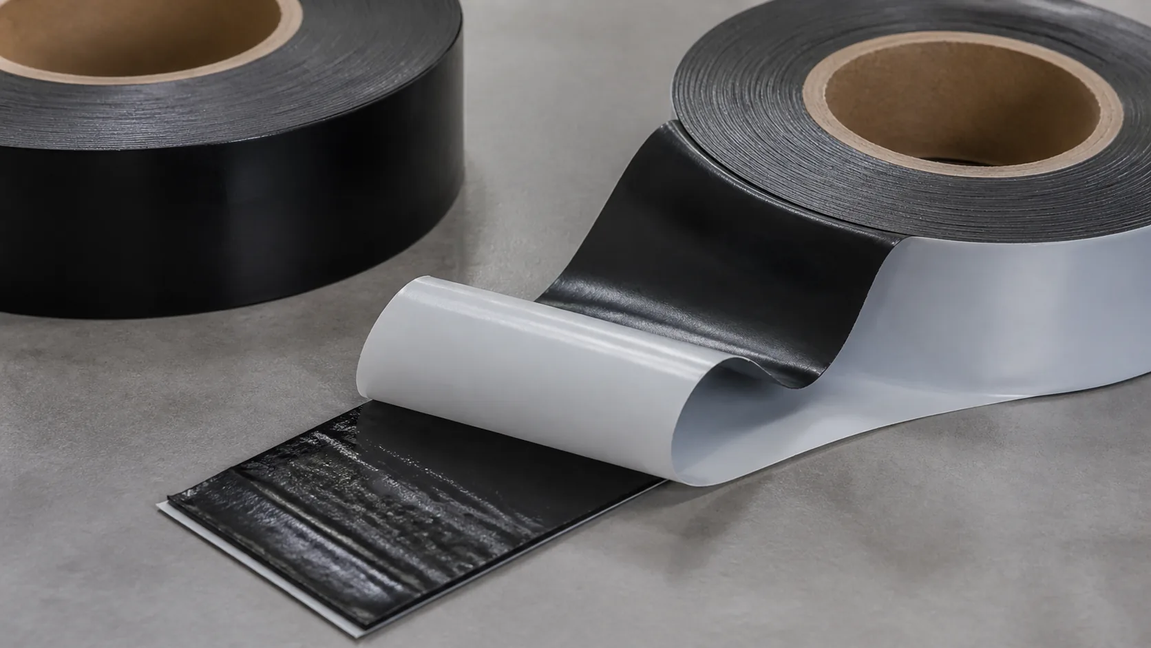PE double-sided anti-corrosion tape with release liner peeled back to show adhesive