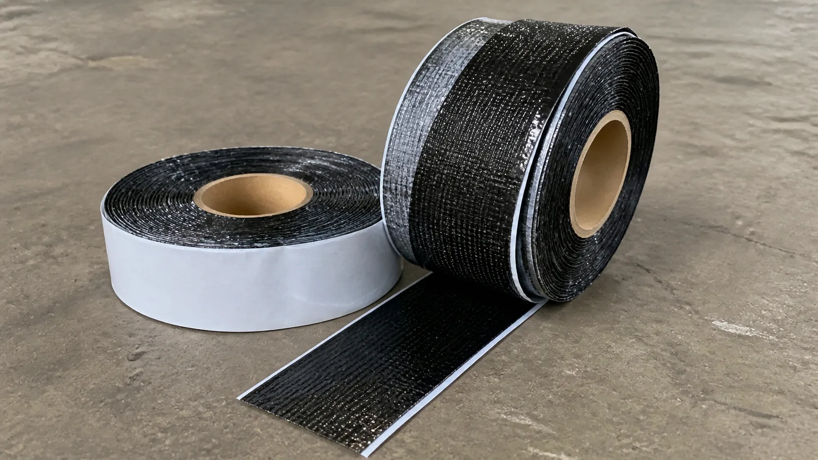 PP woven fiber reinforced anti-corrosion tape roll with black butyl adhesive and release liner