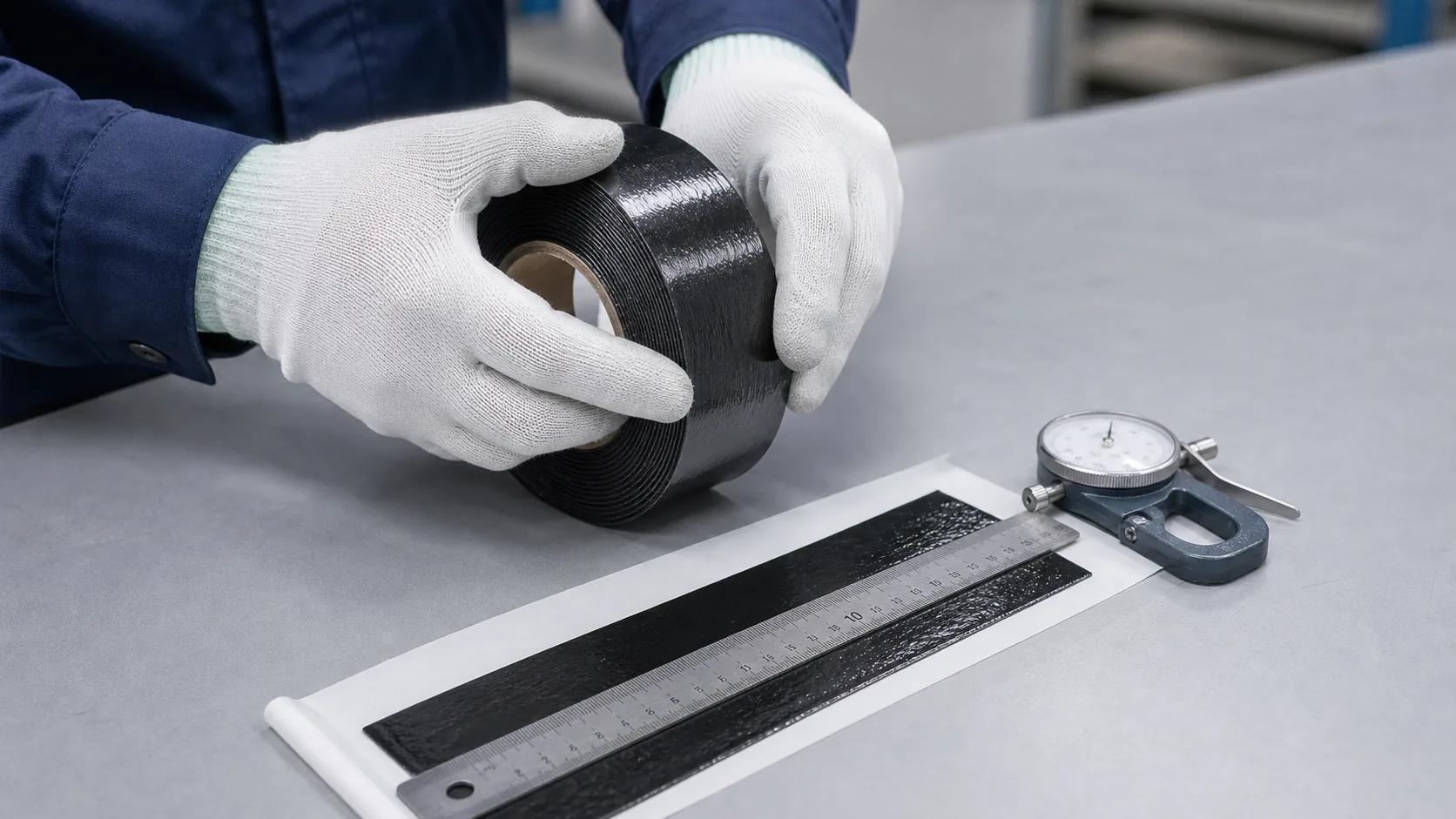 Anti-corrosion tape roll and sample strip checked before packing