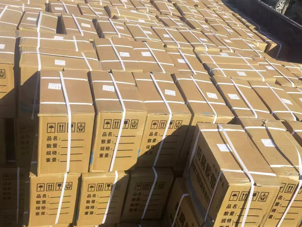Real anti-corrosion tape cartons prepared for truck shipment