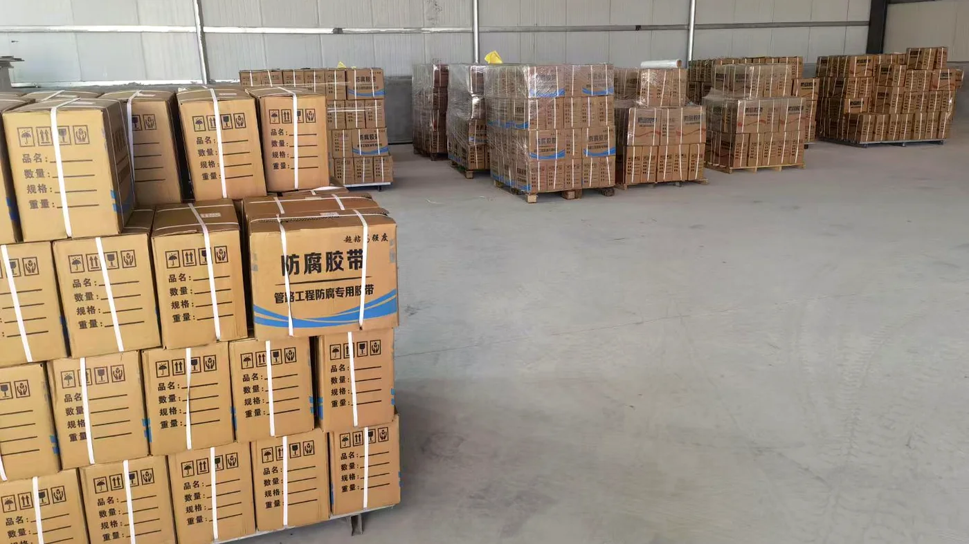 Real anti-corrosion tape cartons staged for packing and bulk shipment